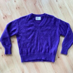 Leon & Harper Grape Purple V-Neck Women's Mohair Sweater Small
